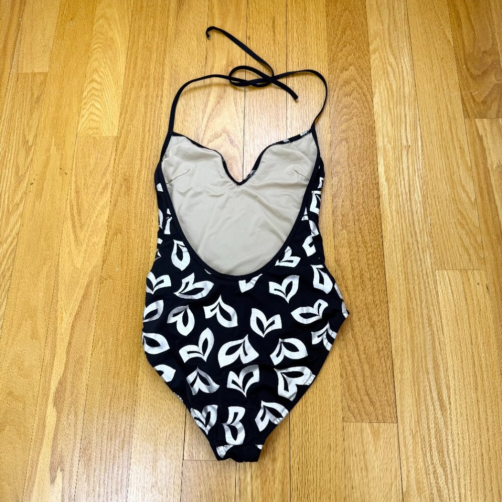 J. Crew Swimsuit One Piece Halter Black Silver (6) - Picture 3 of 7
